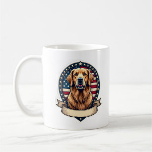 Patriotic Golden Retriever Emblem Vintage Tee 2 Coffee Mug
