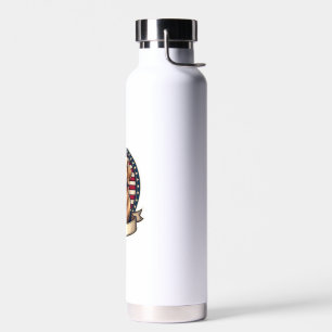 Patriotic Golden Retriever Emblem Vintage Tee 2 Water Bottle