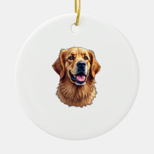 Patriotic Golden Retriever Face Vintage Shirt 4 Ceramic Ornament