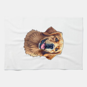 Patriotic Golden Retriever Face Vintage Shirt 4 Kitchen Towel