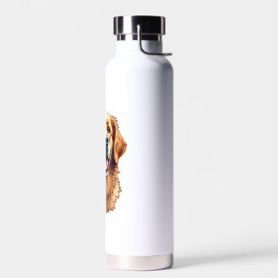 Patriotic Golden Retriever Face Vintage Shirt 4 Water Bottle