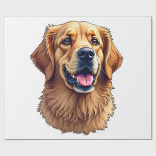 Patriotic Golden Retriever Face Vintage Shirt 4 Wrapping Paper