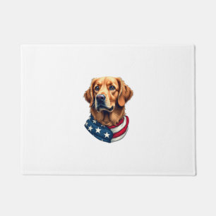 Patriotic Golden Retriever Face Vintage Shirt Doormat