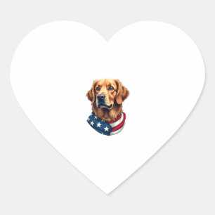 Patriotic Golden Retriever Face Vintage Shirt Heart Sticker