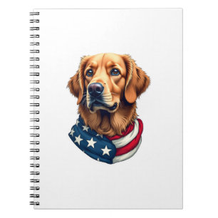 Patriotic Golden Retriever Face Vintage Shirt Notebook