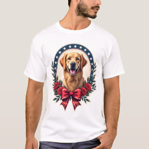 Patriotic Golden Retriever Floral Knot Shirt