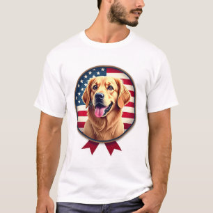 Patriotic Golden Retriever Gentle Medallion Tee