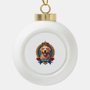 Patriotic Golden Retriever Grand Crest Shirt Ceramic Ball Christmas Ornament