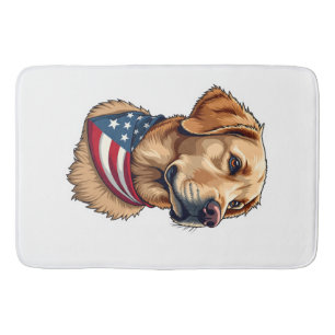 Patriotic Golden Retriever Head Vintage Shirt 4 Bath Mat