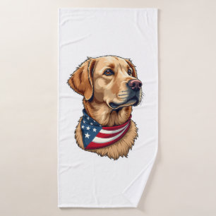 Patriotic Golden Retriever Head Vintage Shirt 4 Bath Towel