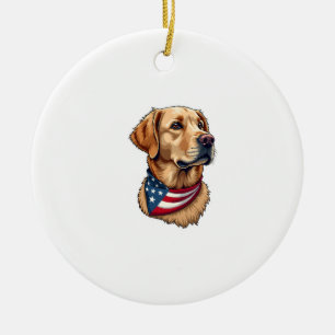 Patriotic Golden Retriever Head Vintage Shirt 4 Ceramic Ornament