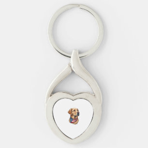 Patriotic Golden Retriever Head Vintage Shirt 4 Keychain