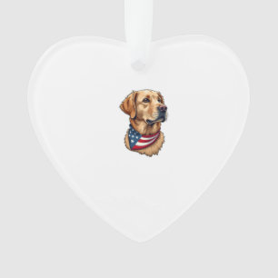 Patriotic Golden Retriever Head Vintage Shirt 4 Ornament