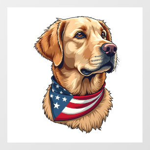 Patriotic Golden Retriever Head Vintage Shirt 4 Window Cling