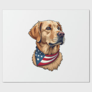 Patriotic Golden Retriever Head Vintage Shirt 4 Wrapping Paper