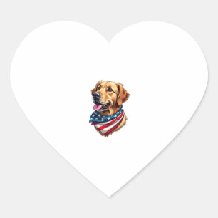 Patriotic Golden Retriever Head Vintage Shirt Heart Sticker