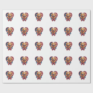 Patriotic Golden Retriever Heart Vintage Shirt 2 Wrapping Paper