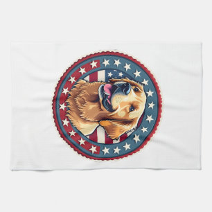Patriotic Golden Retriever Heritage Seal Tee 4 Kitchen Towel