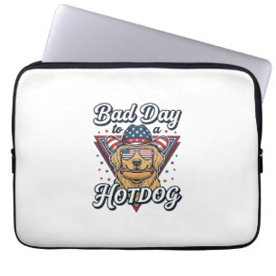 Patriotic Golden Retriever Hotdog Vintage Shirt De Laptop Sleeve