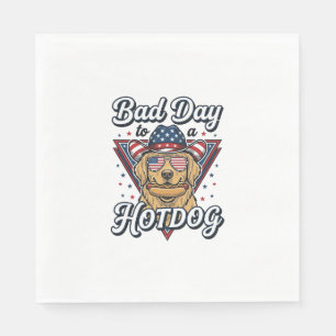 Patriotic Golden Retriever Hotdog Vintage Shirt De Napkin