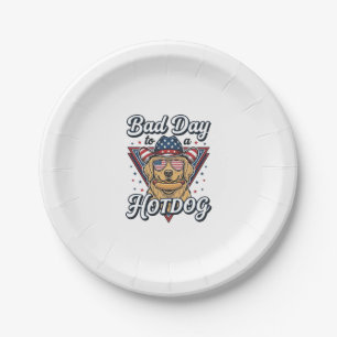 Patriotic Golden Retriever Hotdog Vintage Shirt De Paper Plate