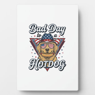 Patriotic Golden Retriever Hotdog Vintage Shirt De Plaque