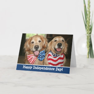 Patriotic Golden Retriever Independence Day Card