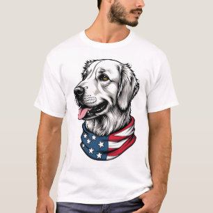 Patriotic Golden Retriever Line Art Vintage Tee 3