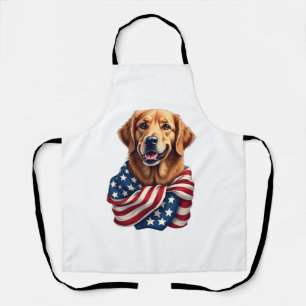 Patriotic Golden Retriever Lover Gift Vintage Tee  Apron