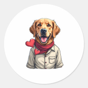 Patriotic Golden Retriever Lover Vintage Shirt 2 Classic Round Sticker