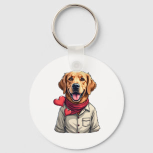 Patriotic Golden Retriever Lover Vintage Shirt 2 Keychain