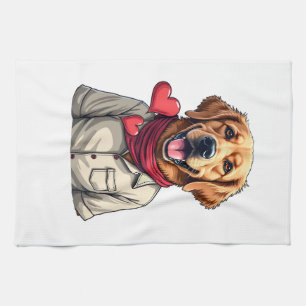 Patriotic Golden Retriever Lover Vintage Shirt 2 Kitchen Towel