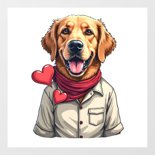 Patriotic Golden Retriever Lover Vintage Shirt 2 Window Cling