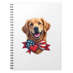 Patriotic Golden Retriever Lover Vintage Shirt Notebook