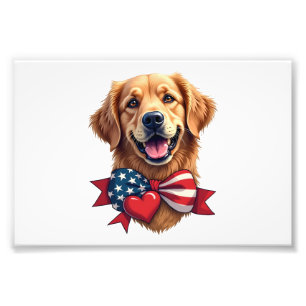 Patriotic Golden Retriever Lover Vintage Shirt Photo Print