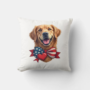 Patriotic Golden Retriever Lover Vintage Shirt Throw Pillow