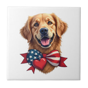 Patriotic Golden Retriever Lover Vintage Shirt Tile