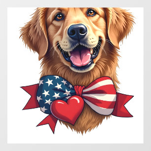 Patriotic Golden Retriever Lover Vintage Shirt Window Cling