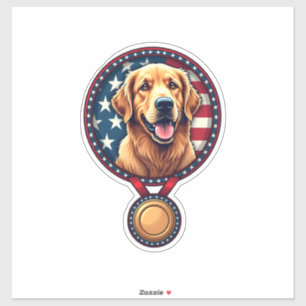 Patriotic Golden Retriever Medal Vintage Tee 3