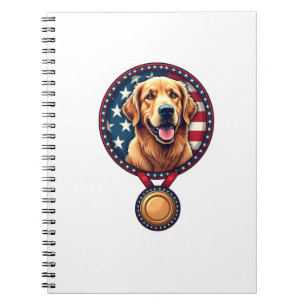 Patriotic Golden Retriever Medal Vintage Tee 3 Notebook