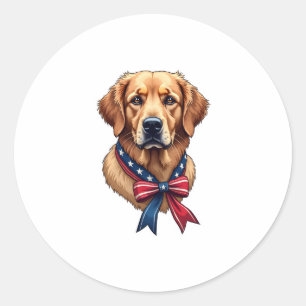 Patriotic Golden Retriever Memorial Day Tee 3 Classic Round Sticker