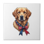 Patriotic Golden Retriever Memorial Day Tee 3 Tile<br><div class="desc">Patriotic Golden Retriever Memorial Day Tee 3</div>
