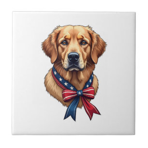 Patriotic Golden Retriever Memorial Day Tee 3 Tile