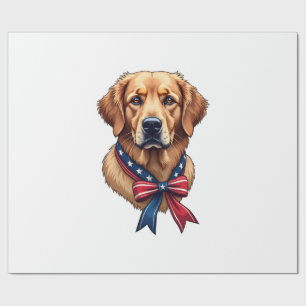 Patriotic Golden Retriever Memorial Day Tee 3 Wrapping Paper