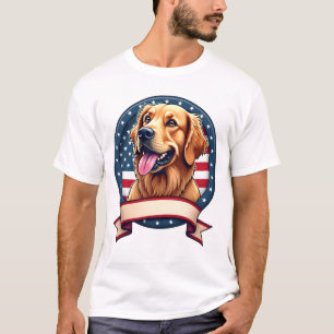 Patriotic Golden Retriever Open Ribbon Crest Shirt