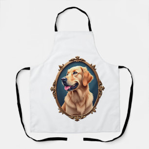 Patriotic Golden Retriever Oval Cameo Shirt 2 Apron