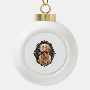 Patriotic Golden Retriever Oval Cameo Shirt 2 Ceramic Ball Christmas Ornament