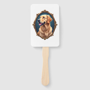 Patriotic Golden Retriever Oval Cameo Shirt 2 Hand Fan