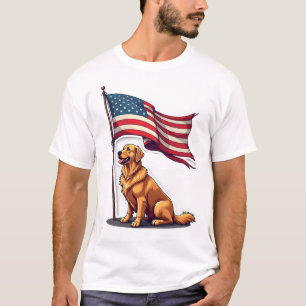 Patriotic Golden Retriever Parade Banner Tee