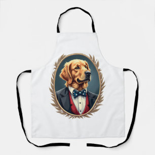Patriotic Golden Retriever Portrait Vintage Tee 2 Apron